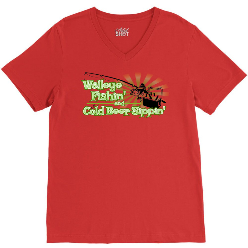 Walleye Fishin And Cold Beer Sippin Music V-Neck Tee by orriabijli6 | Artistshot