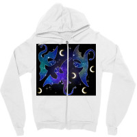 Night Sky Dragons Flying Zipper Hoodie | Artistshot