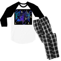 Night Sky Dragons Flying Men's 3/4 Sleeve Pajama Set | Artistshot