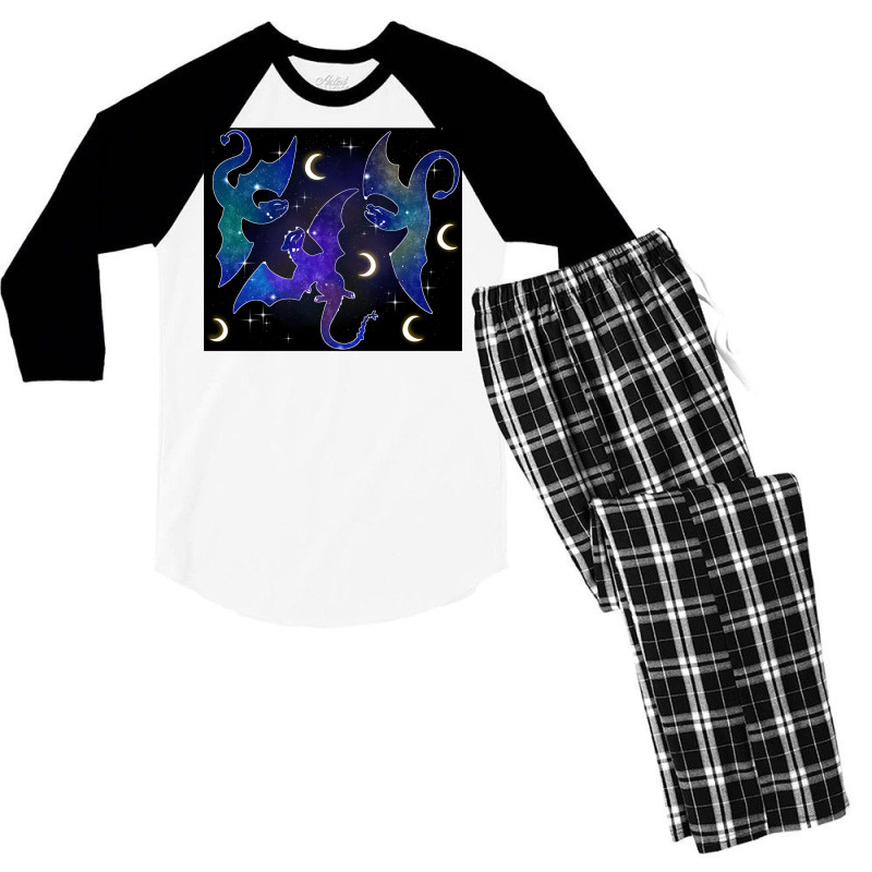 Night Sky Dragons Flying Men's 3/4 Sleeve Pajama Set by ferrarperishc | Artistshot