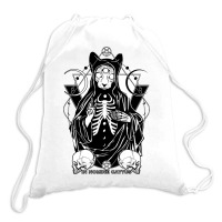 In Nomine Cattus   The Cat Priest Drawstring Bags | Artistshot