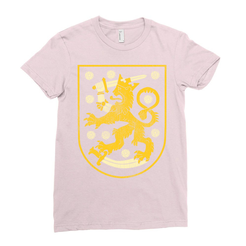 Vintage Distressed Coat Of Arms Of Finland Ladies Fitted T-Shirt by zulethgilderq | Artistshot