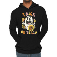 Trick Or Teach Groovy Halloween Floral Ghost 60s 7 Lightweight Hoodie | Artistshot