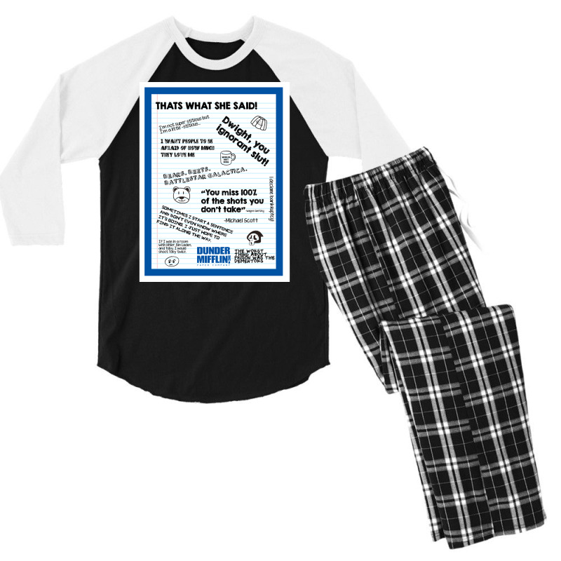 The Office Quotes Men's 3/4 Sleeve Pajama Set by jesmergravel0 | Artistshot