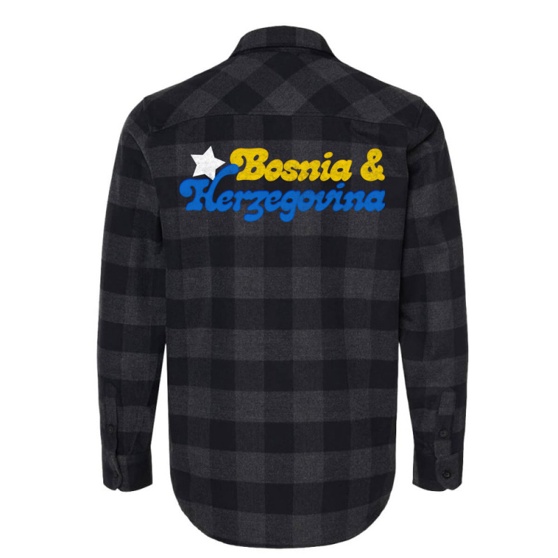 Bosnia   Retro Faded Style Typography Design Flannel Shirt | Artistshot