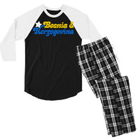 Bosnia   Retro Faded Style Typography Design Men's 3/4 Sleeve Pajama Set | Artistshot