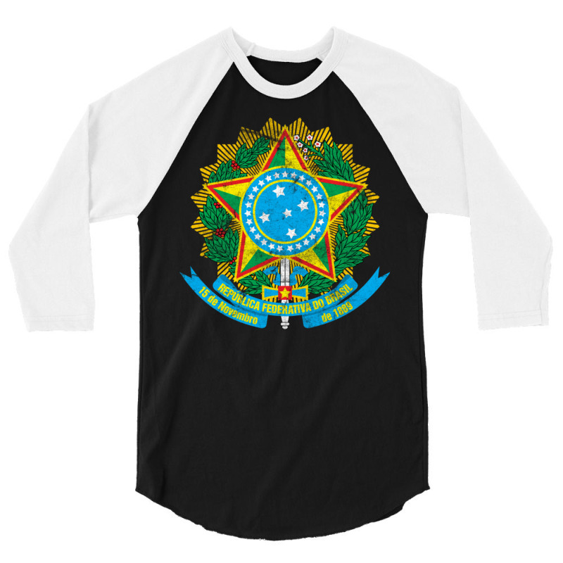 Brazil  Vintage Look Faded Flag Design1 3/4 Sleeve Shirt | Artistshot