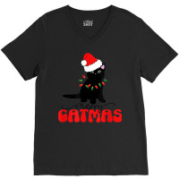 Christmas Cat Merry Catmas Cute Christmas V-neck Tee | Artistshot