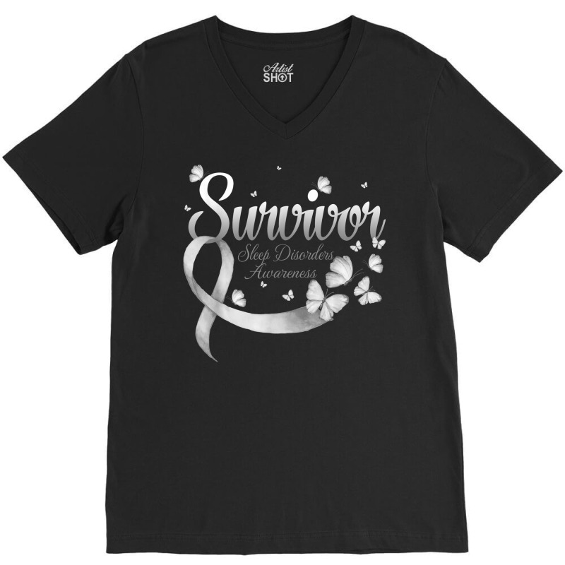 Butterfly Survivor Sleep Disorders Awareness V-neck Tee | Artistshot