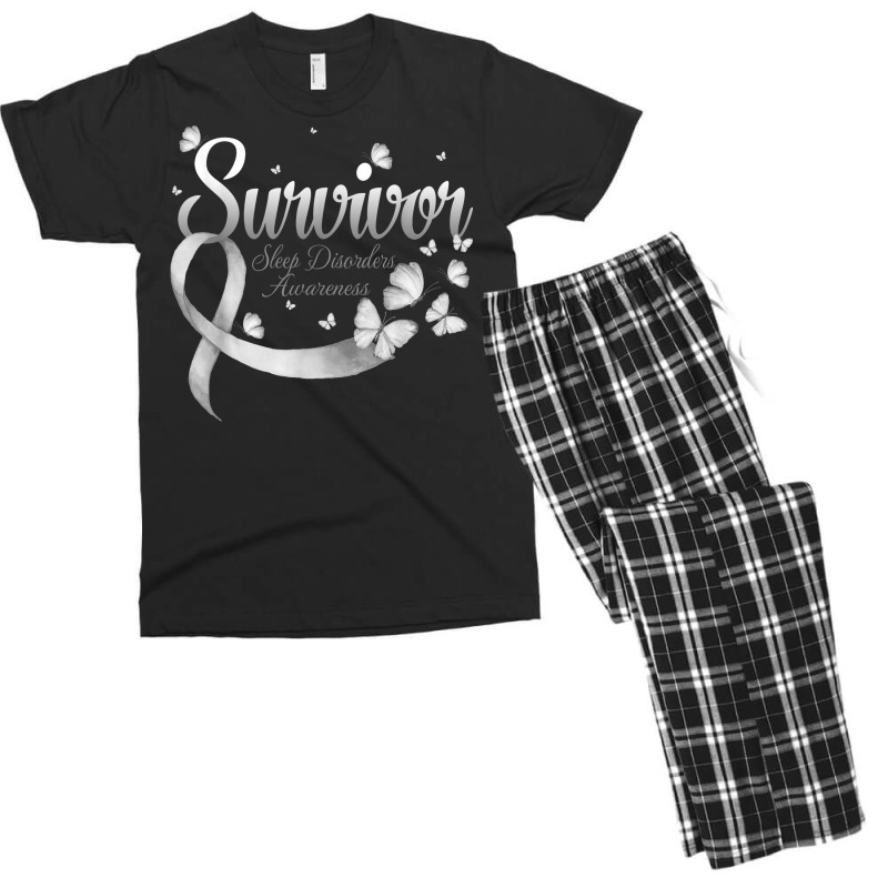 Butterfly Survivor Sleep Disorders Awareness Men's T-shirt Pajama Set | Artistshot