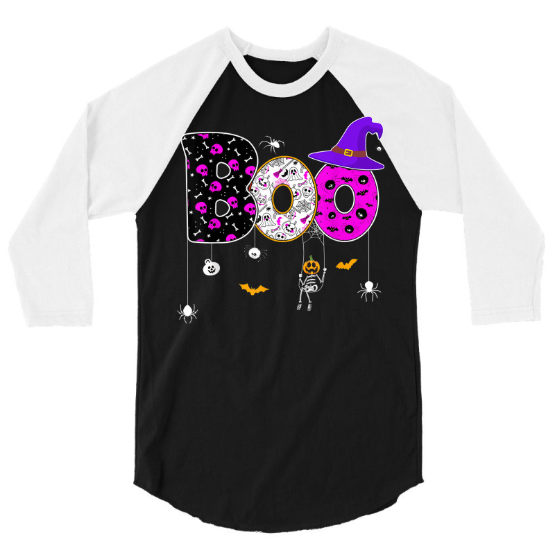 Boo Halloween Costume Spiders Pumpkin Halloween Wo 3/4 Sleeve Shirt | Artistshot