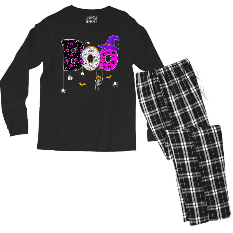 Boo Halloween Costume Spiders Pumpkin Halloween Wo Men's Long Sleeve Pajama Set | Artistshot