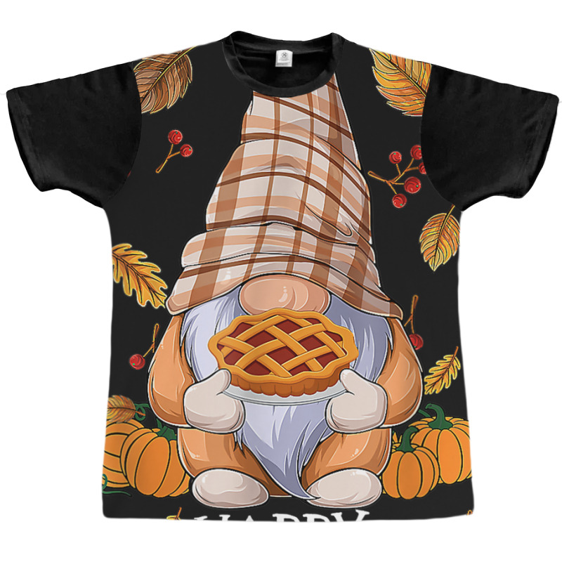 Cute Gnome Happy Thanksgiving Autumn Fall Pumpkin Graphic T-shirt | Artistshot