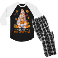 Cute Gnome Happy Thanksgiving Autumn Fall Pumpkin Men's 3/4 Sleeve Pajama Set | Artistshot