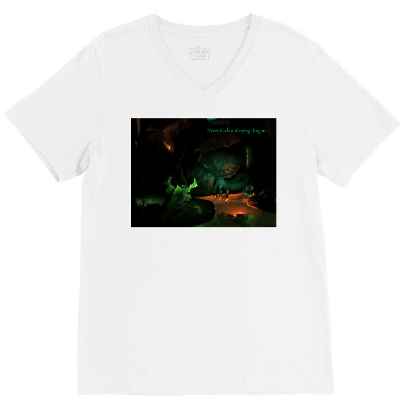 Never Tickle A Sleeping Dragon V-Neck Tee by mallekquider1 | Artistshot