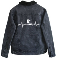 Wakeboarding Heart Beats Unisex Sherpa-lined Denim Jacket | Artistshot