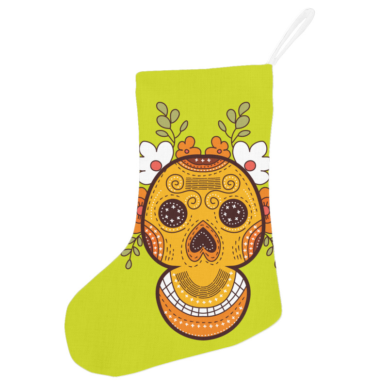 Orange Skull Holiday Stocking | Artistshot