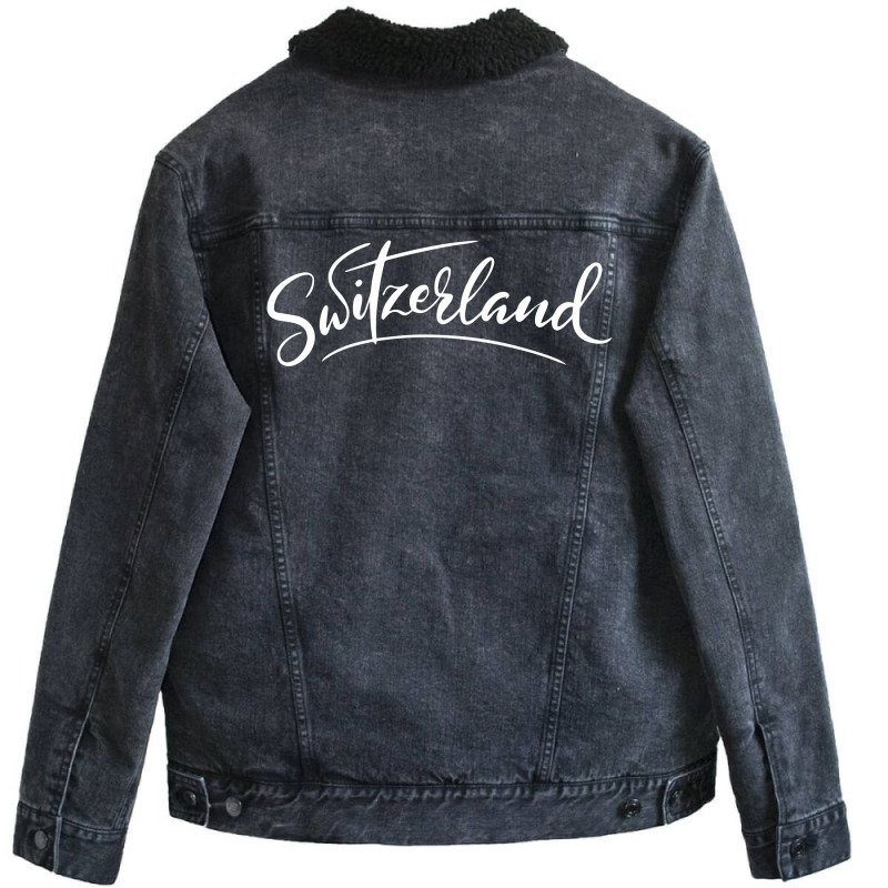 Switzerland Script Unisex Sherpa-lined Denim Jacket | Artistshot