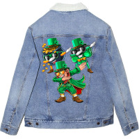 Dabbing Leprechaun Shamrock Clover St. Patrick's Day Kids  T Shir Unisex Sherpa-lined Denim Jacket | Artistshot