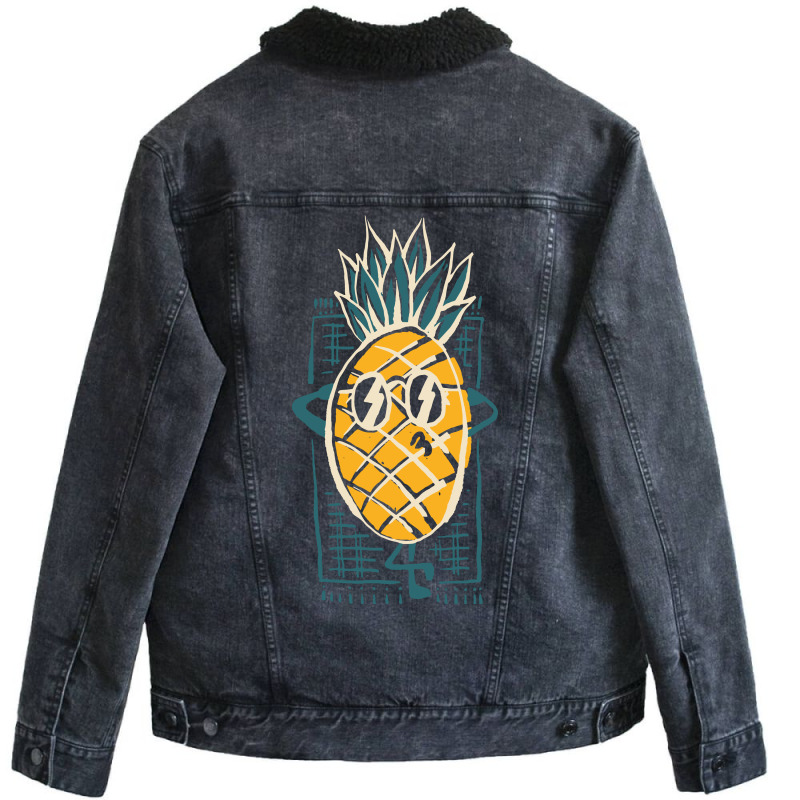 Pineapple Sunbathe Unisex Sherpa-Lined Denim Jacket by Quilimo | Artistshot