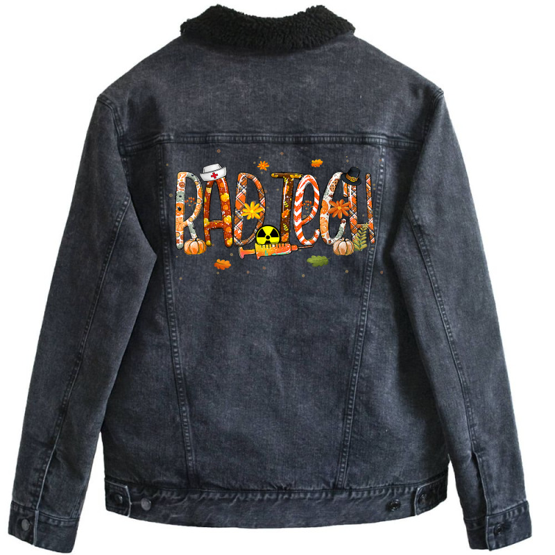 Rad Tech Leopard Plaid Pilgrim Hat Fall Thanksgivi Unisex Sherpa-lined Denim Jacket | Artistshot