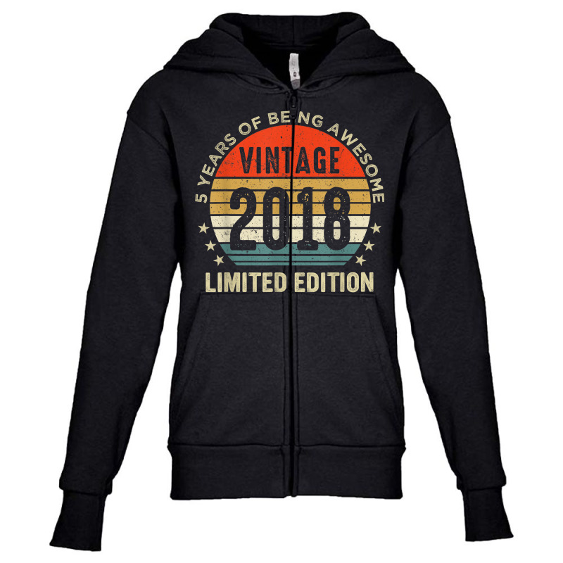 5 Year Old Gifts Vintage 2018 Limited Edition 5th Youth Zipper Hoodie by Fashlaza | Artistshot