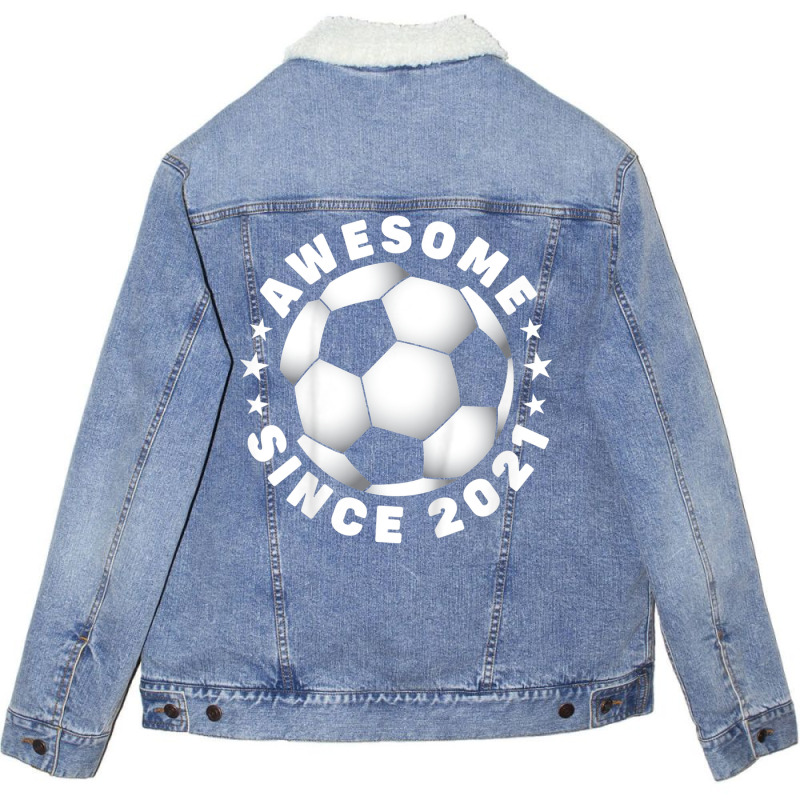 Kids 1st Birthday Awesome Since 2021 1 Years Old S Unisex Sherpa-lined Denim Jacket | Artistshot