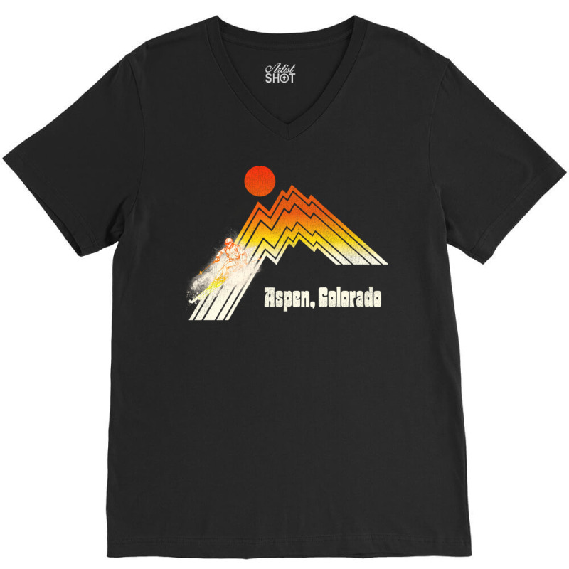 Aspen Colorado 70s80s Retro Souvenir Style Skiing V-Neck Tee by zaheretippanp | Artistshot