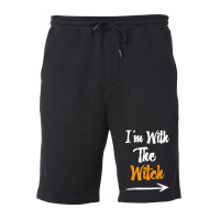 Funny Halloween For Men I'm With The Witch Funny H Fleece Short | Artistshot