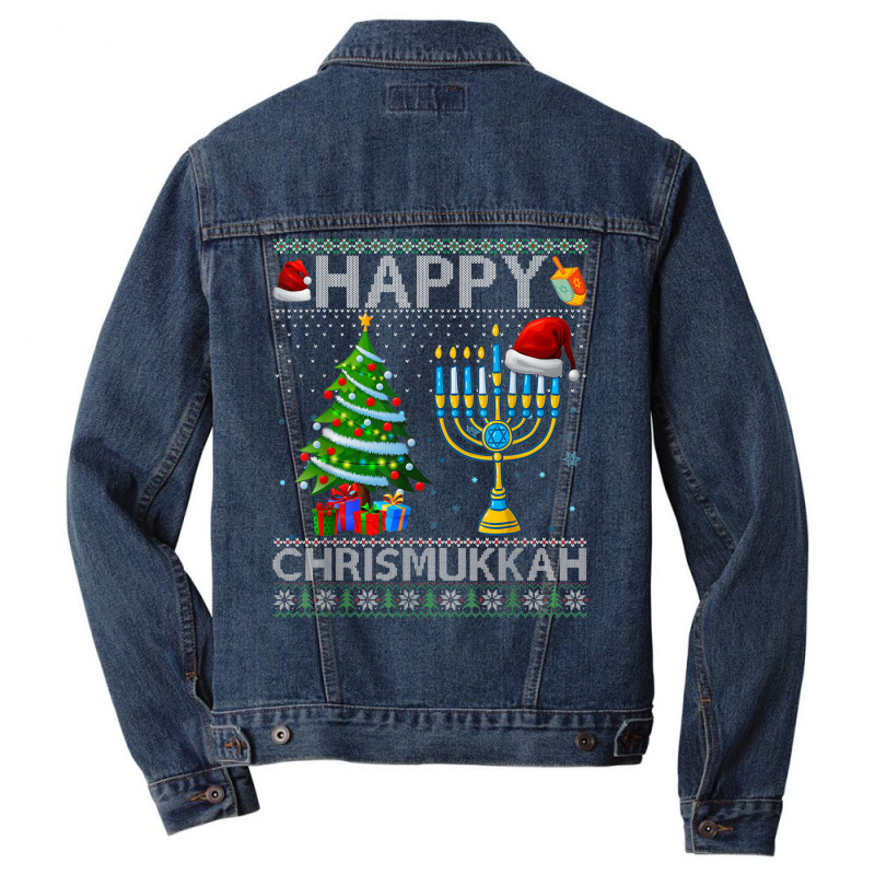 Happy Chrismukkah Jewish Christmas Hanukkah Chanuk Men Denim Jacket | Artistshot