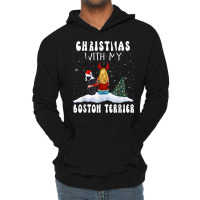 Christmas With My Boston Terrier Dog Puppy Funny X Lightweight Hoodie | Artistshot