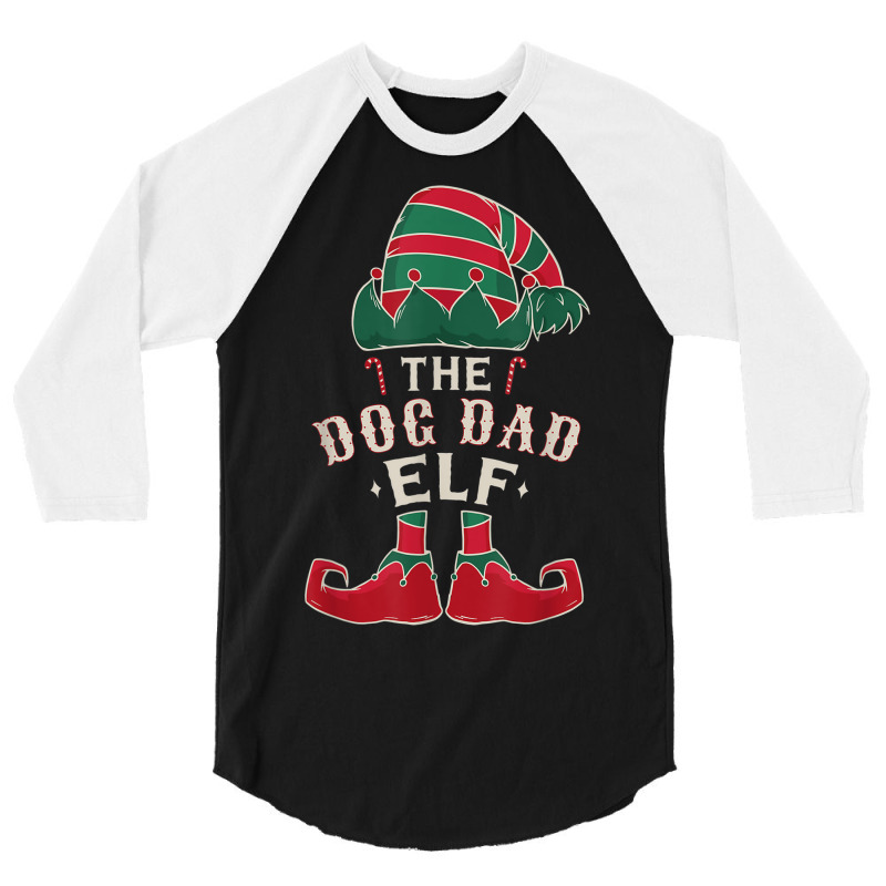 The Dog Dad Elf Cute Ugly Christmas Sweater Family 3/4 Sleeve Shirt | Artistshot