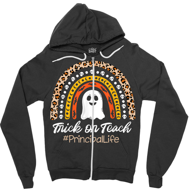 Trick Or Teach Principal Life Halloween Leopard Ra Zipper Hoodie by Dapper | Artistshot