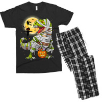 Dinosaur T Rex Mummy Pumpkin With Moon Halloween C Men's T-shirt Pajama Set | Artistshot