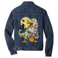 Dinosaur T Rex Mummy Pumpkin With Moon Halloween C Men Denim Jacket | Artistshot