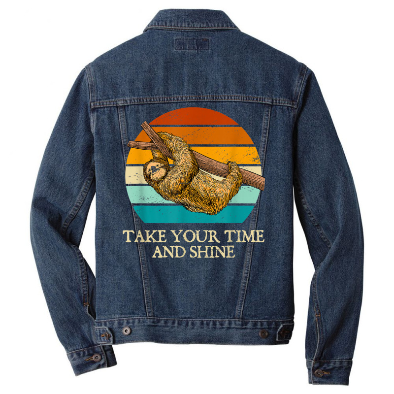 Take Your Time And Shine Sloth Lover Motivational Men Denim Jacket | Artistshot