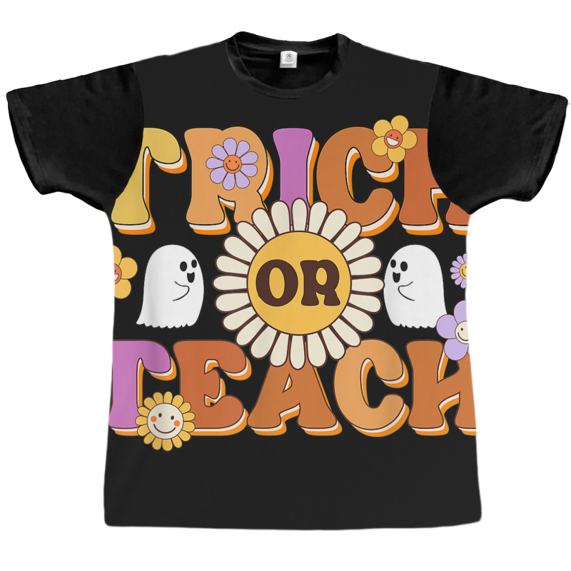 Retro Trick Or Teach Ghost Teacher Halloween Costu Graphic T-shirt | Artistshot