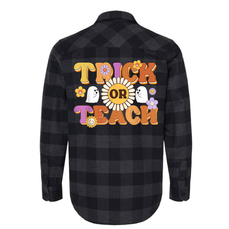 Retro Trick Or Teach Ghost Teacher Halloween Costu Flannel Shirt | Artistshot