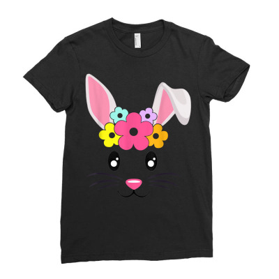 Cute Easter Bunny Face Pastel Tee For Girls And Toddlers T Shirt Ladies Fitted T-shirt Designed By Gallegosblack