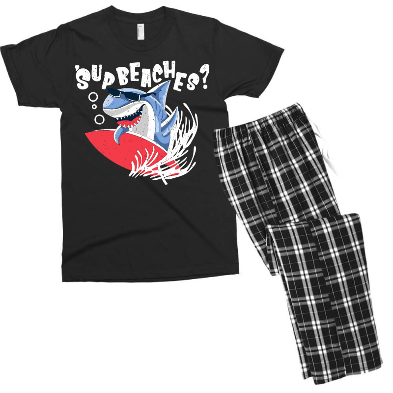 Sup Beaches Funny Shark Summer Beach Men's T-shirt Pajama Set by nokwqaart | Artistshot