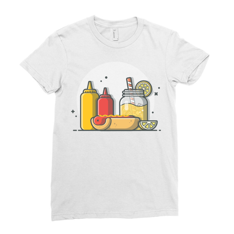 Hotdog Ketchup And Lemonade 80s Ladies Fitted T-Shirt by yagyuweeyer | Artistshot