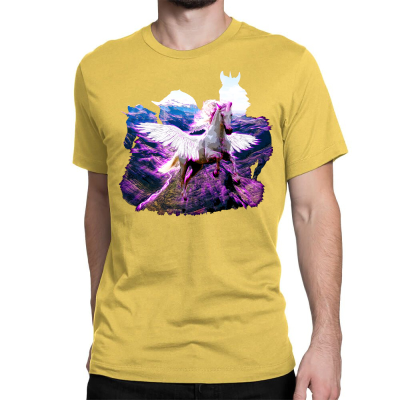 Stunning Pink Flying Unicorn Green Classic T-shirt | Artistshot