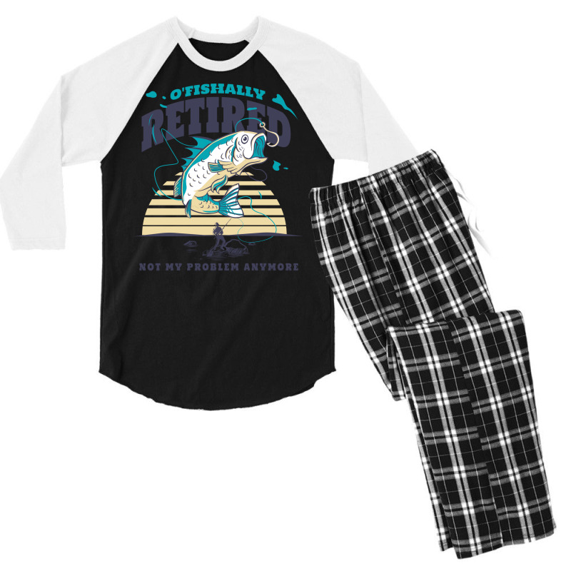 Fisher Ofishally Retired Retirement Fishing Boy Men's 3/4 Sleeve Pajama Set | Artistshot