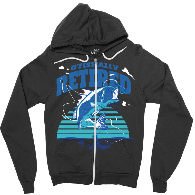 Fisher Ofishally Retired Retirement Fishing Vintag Zipper Hoodie | Artistshot