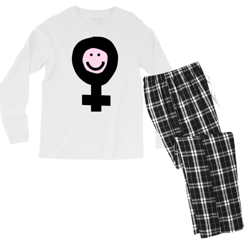 Female Smile For Minimal Feminism Music Men's Long Sleeve Pajama Set by omakatetterl | Artistshot