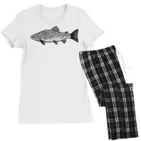 Brown Trout Cute And Fun Fish Design Light Colors Women's Pajamas Set | Artistshot