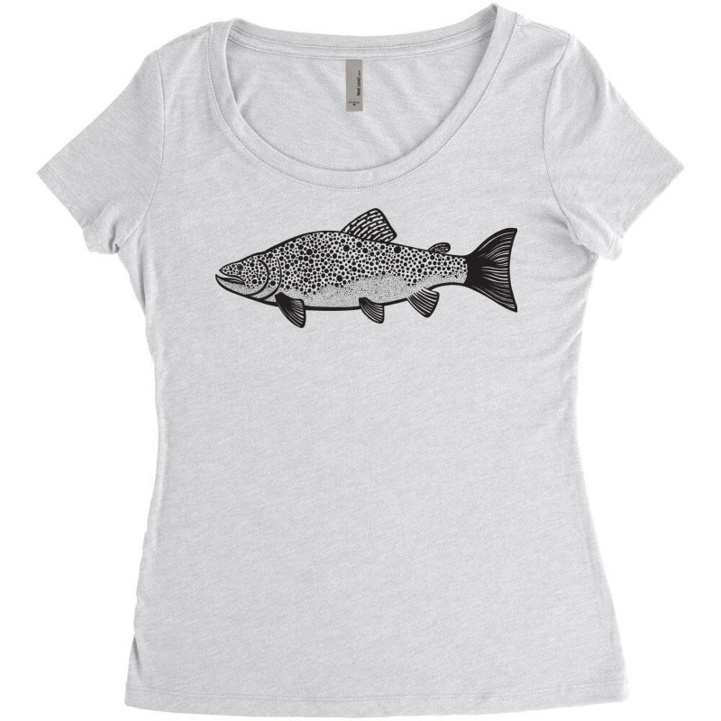 Brown Trout Cute And Fun Fish Design Light Colors Women's Triblend Scoop T-shirt by hablifruncae | Artistshot