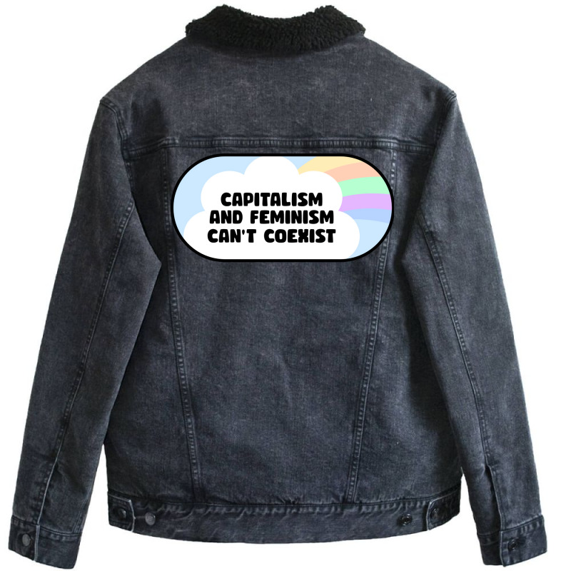 Capitalism And Feminism Cant Coexist Hipster Unisex Sherpa-Lined Denim Jacket by shiikuamast | Artistshot