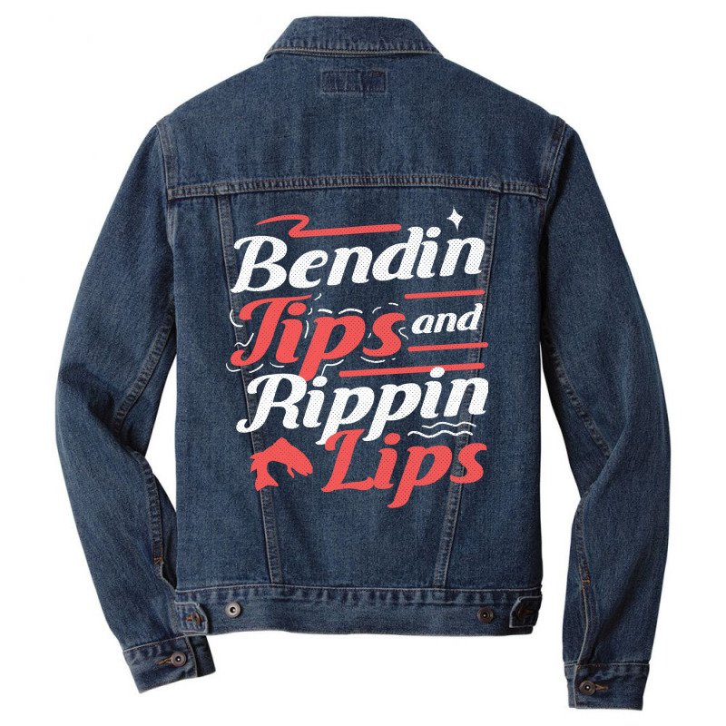 Fisherman Bendin Tips Rippin Lips Fly Fishing Gift Men Denim Jacket | Artistshot