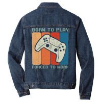 Born To Play Forced To Work Gaming Hipster (1) Men Denim Jacket | Artistshot